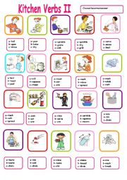 English Worksheet: KITCHEN VERBS MULTIPLE CHOICE 2