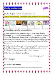 English Worksheet: Family relationships