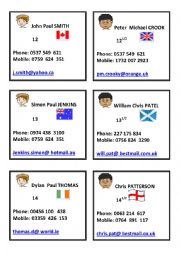 English Worksheet: Identity cards (boys)
