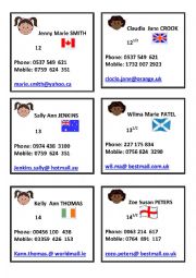 English Worksheet: Identity cards (girls)