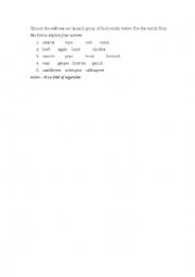 English Worksheet: food