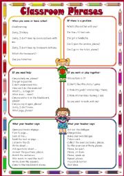 English Worksheet: Classroom Phrases * Handout for Students *