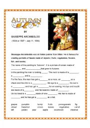 English Worksheet: Autumn by Giuseppe Arcimboldo