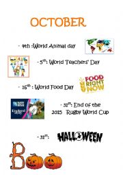 English Worksheet: Important dates in October