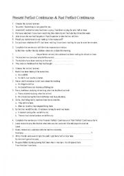 English Worksheet: Present Perfect Continuous & Past Perfect Continuous