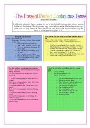 English Worksheet: The Present Perfect Continuous Tense
