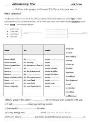 English Worksheet: introductory unit