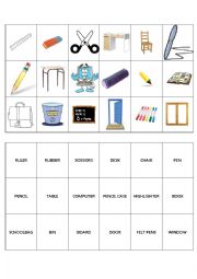 English Worksheet: Memory game: school words