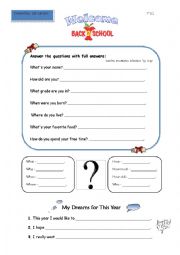 English Worksheet: welcome back to school