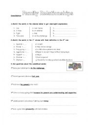 English Worksheet: Consolidation: Family Relationships