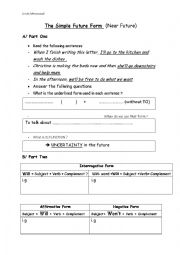 English Worksheet: The Simple Future Tense