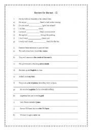 English Worksheet: Review - New American Inside Out Intermediate B - Units 7, 8 and 9