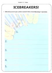 English Worksheet: icebreaking