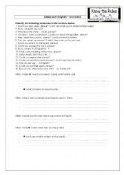 English Worksheet: classroom English