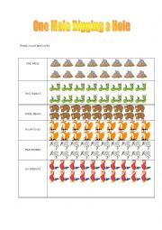 English Worksheet: One Mole Digging a Hole READ COUT AND CIRCLE