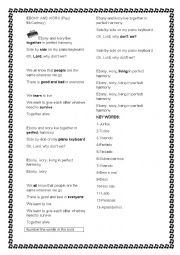 English Worksheet: Ebony and Ivory Song