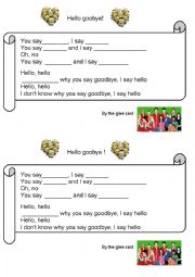 English Worksheet: hello goodbye glee