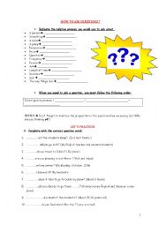 English Worksheet: HOW TO ASK QUESTIONS? 