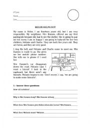English Worksheet: Reading Comprehension_Helen helps out
