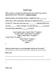 English Worksheet: Earth Day 