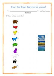 English Worksheet: Brown Bear Brown Bear what do you see?