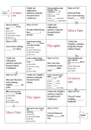 English Worksheet: Present Perfect Simple and Present Perfect Continuous - Board Game