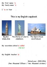 English copybook cover page