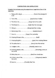 English Worksheet:  Comparatives and Superlatives