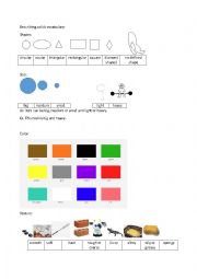 English Worksheet: Describing Solids Picture Dictionary Science