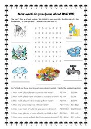 English Worksheet: How much do you know about water?