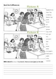 English Worksheet: #1 Spot the differences and write