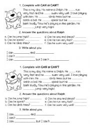 English Worksheet: Can/Cant