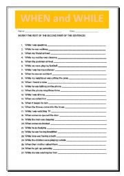 English Worksheet: When/While invite the second part of the sentence