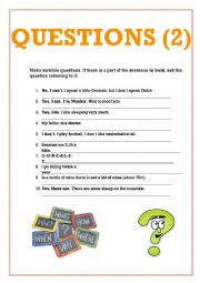 English Worksheet: Make questions 2