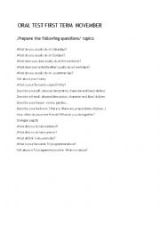English Worksheet: questionnaire oral test
