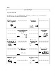 English Worksheet: Daily routines game