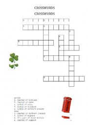 English Worksheet: Crosswords emblems and capitals UK