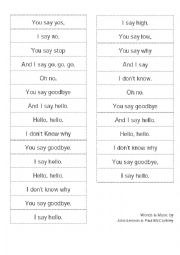 English Worksheet: hello, goodbye