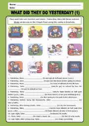 English Worksheet: Simple Past: what did they do yesterday_1