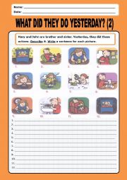 English Worksheet: Simple Past: what did they do yesterday_2