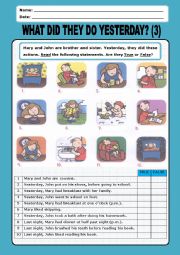 English Worksheet: Simple Past: what did they do yesterday_3