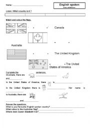 English Worksheet: English spoken main countries