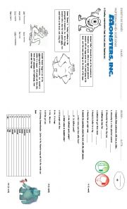 English Worksheet: MONSTER INC. TEST