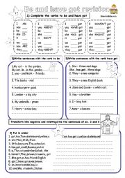 English Worksheet: be and have got revision