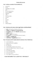 English Worksheet: Diets and Nutrition