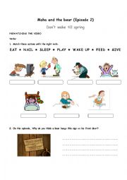 English Worksheet: Masha and the bear- Episode 2 - Dont wake till spring