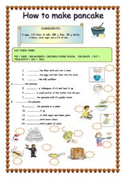 English Worksheet: pancake recipe/ how to make a pancake 