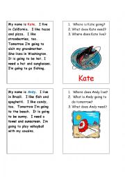 English Worksheet: Lets Go 4, Unit 1, page 11 Speaking Cards (A)