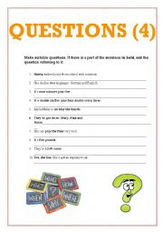 English Worksheet: Make questions 3