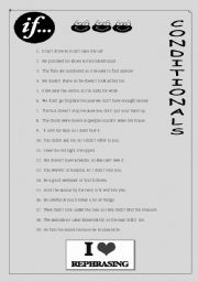 English Worksheet: CONDITIONALS(rephrasing)